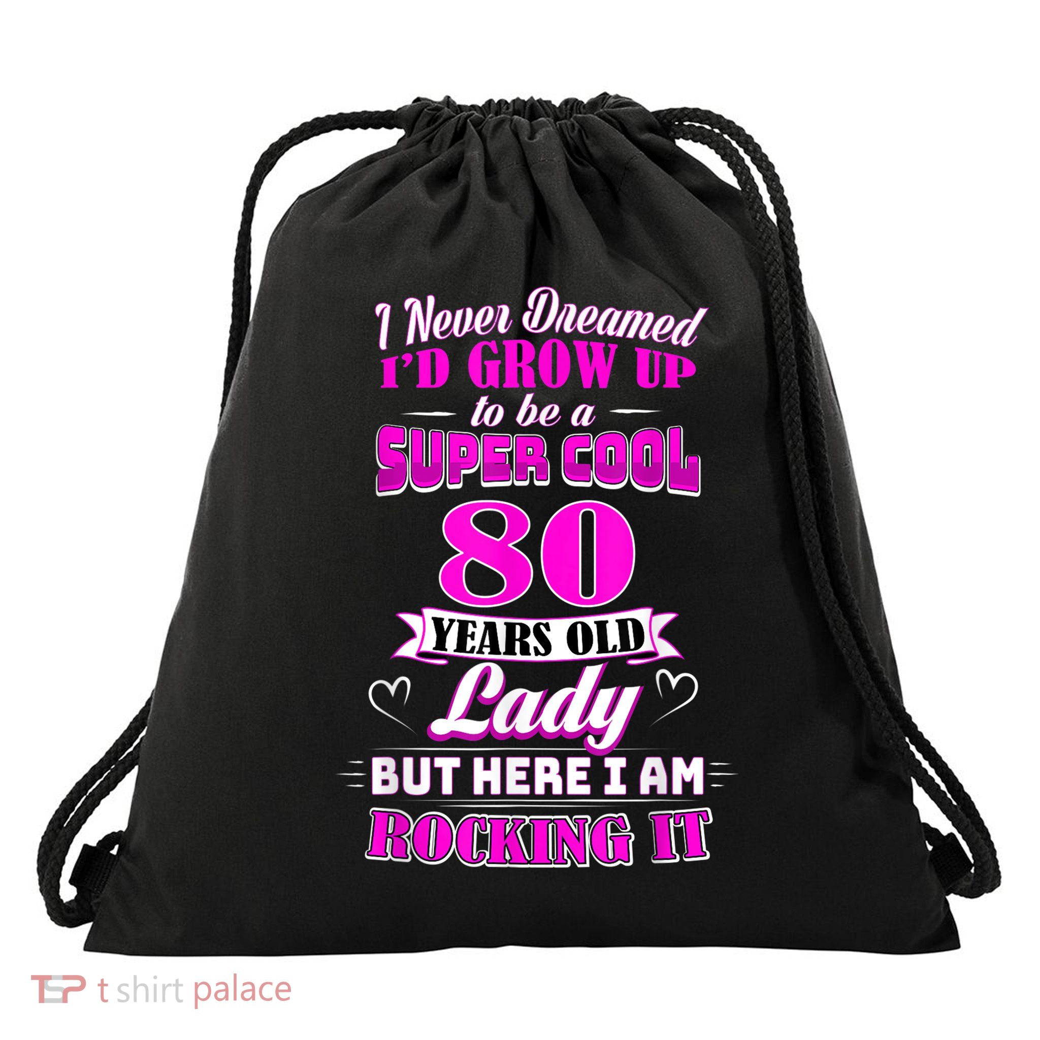 80 Year Old Lady Funny 80th Birthday Rockin' Since Drawstring Bag