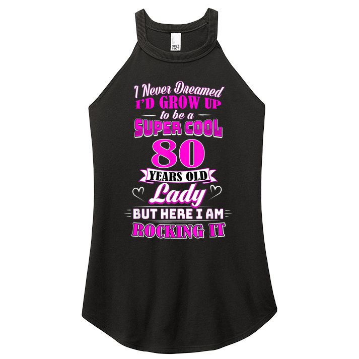 80 Year Old Lady Funny 80th Birthday Rockin' Since Women's Perfect Tri Rocker Tank