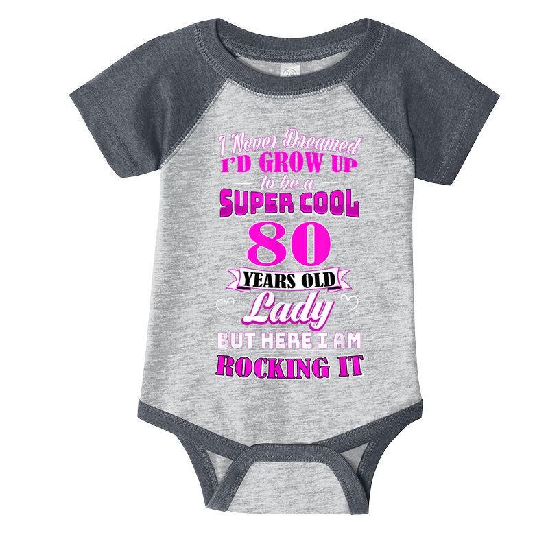 80 Year Old Lady Funny 80th Birthday Rockin' Since Infant Baby Jersey Bodysuit