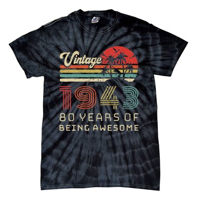 80 Year Old Birthday Vintage 1943 80th Birthday Tie-Dye T-Shirt