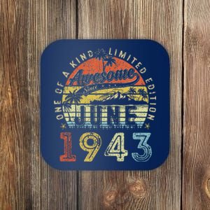 80 Year Old Awesome Since June 1943 80th Birthday (2) Coaster