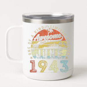 80 Year Old Awesome Since June 1943 80th Birthday (2) 12 oz Stainless Steel Tumbler Cup