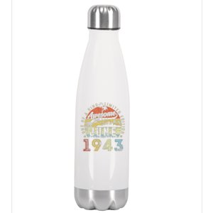 80 Year Old Awesome Since June 1943 80th Birthday (2) Stainless Steel Insulated Water Bottle