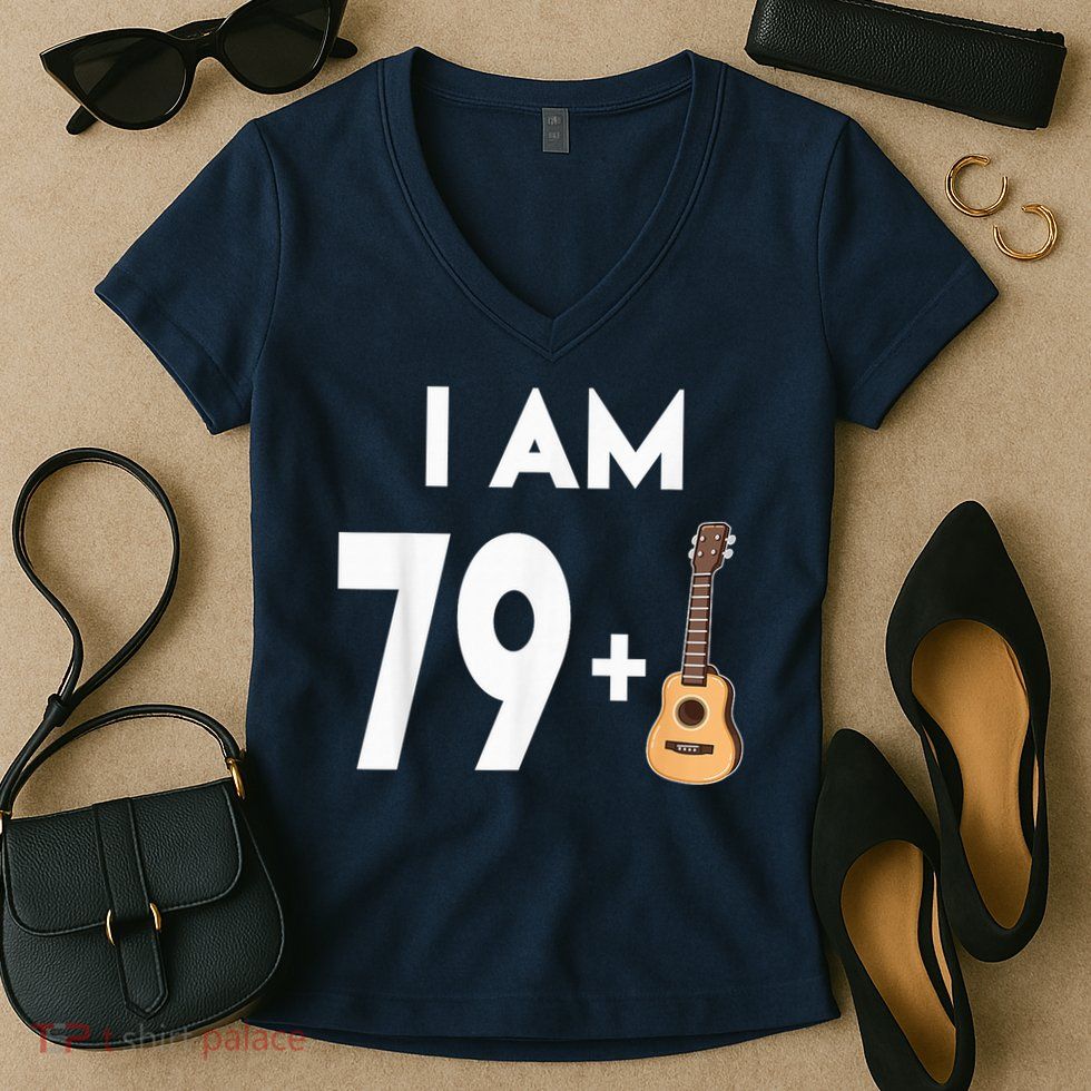 80 Years Old Guitar Player 80th Birthday Women's V-Neck T-Shirt