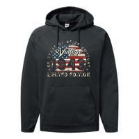 80 Year Old Gifts Vintage 1943 American Flag 80th Birthday Performance Fleece Hoodie