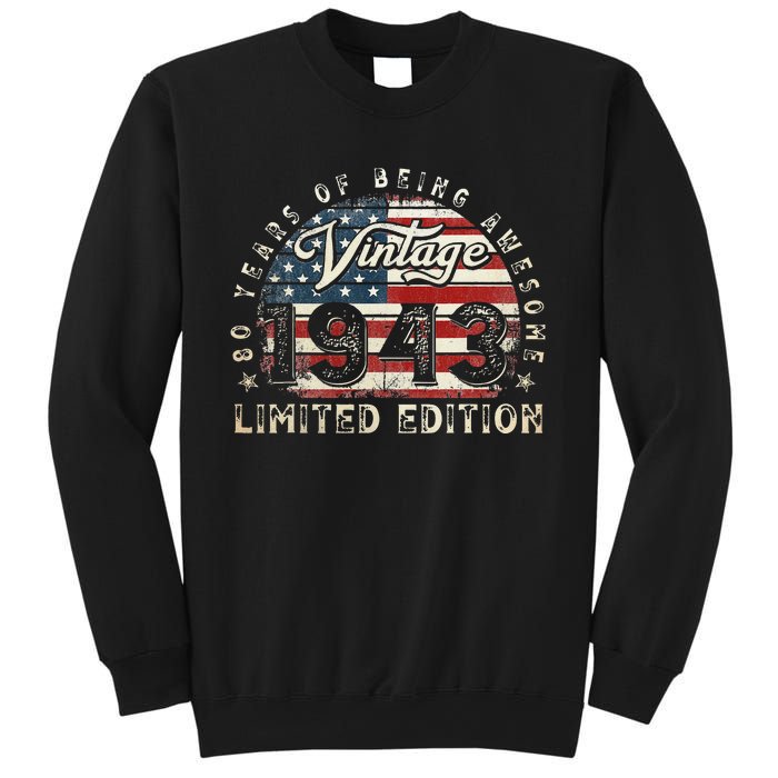 80 Year Old Gifts Vintage 1943 American Flag 80th Birthday Sweatshirt