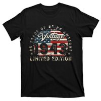 80 Year Old Gifts Vintage 1943 American Flag 80th Birthday T-Shirt