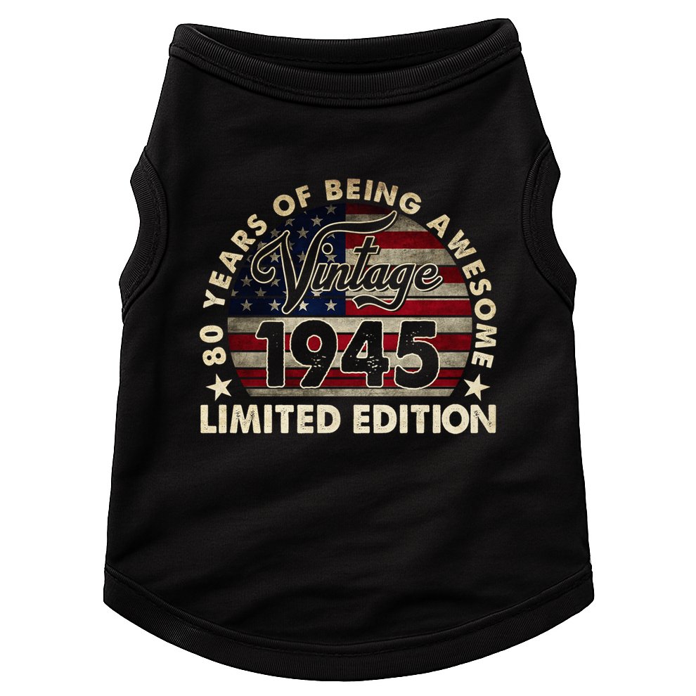 80 Years Old Vintage 1945 80th Birthday American Flag Doggie Tank