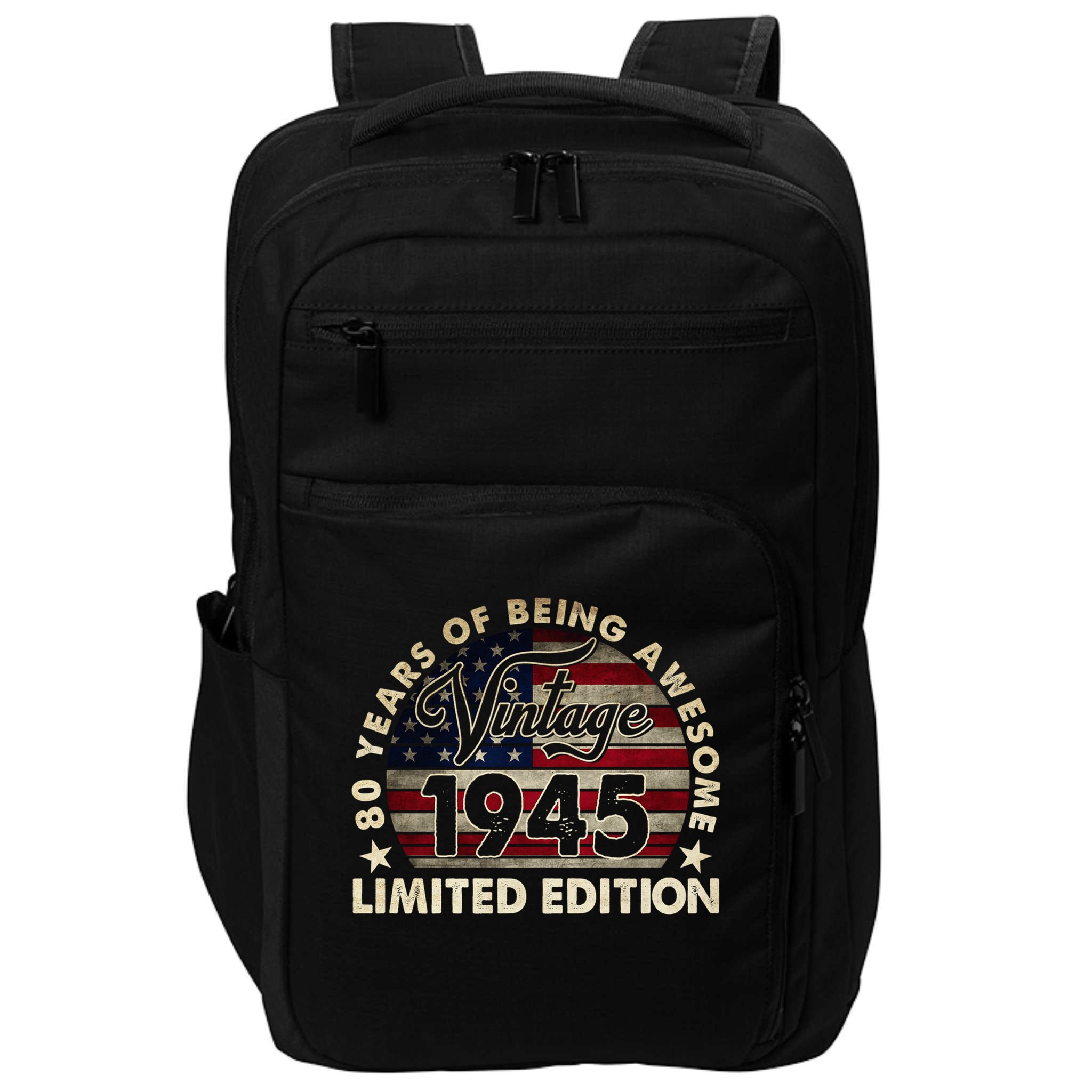 80 Years Old Vintage 1945 80th Birthday American Flag Impact Tech Backpack