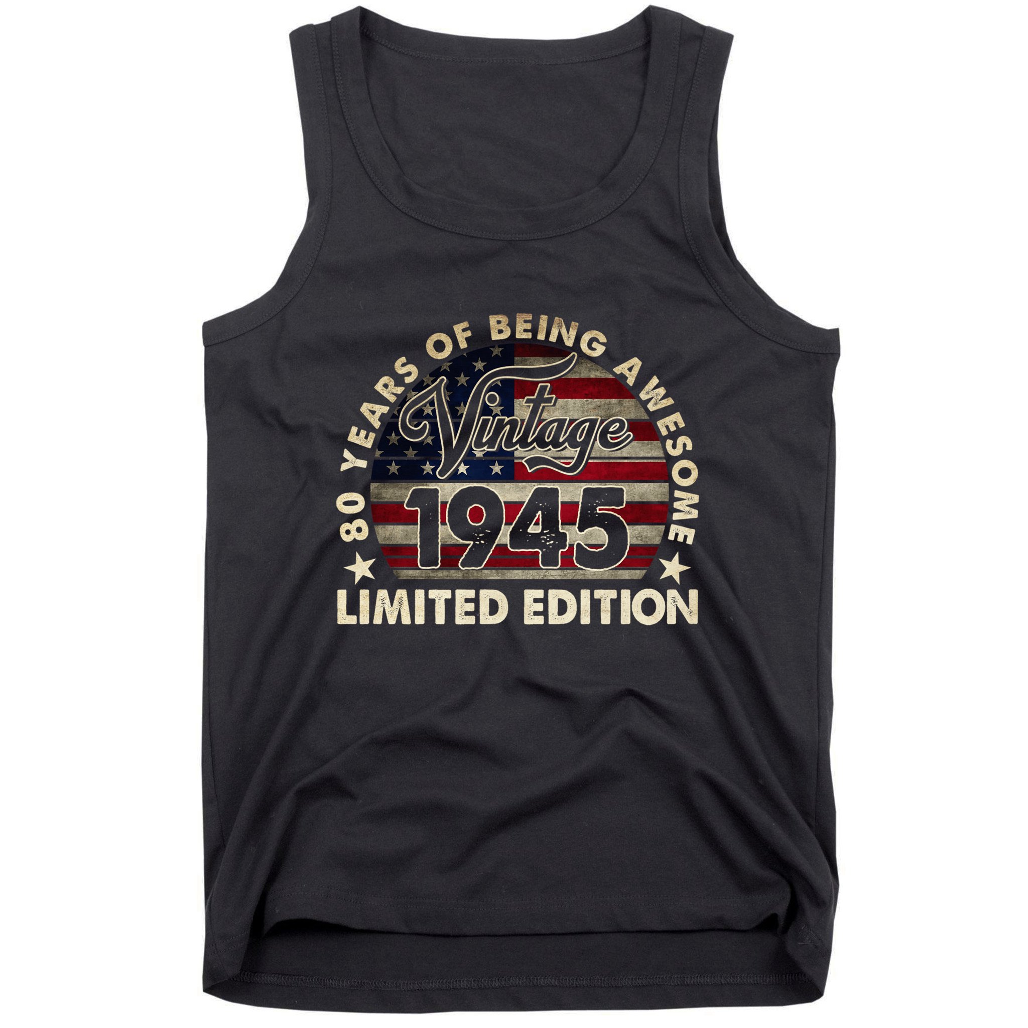80 Years Old Vintage 1945 80th Birthday American Flag Tank Top