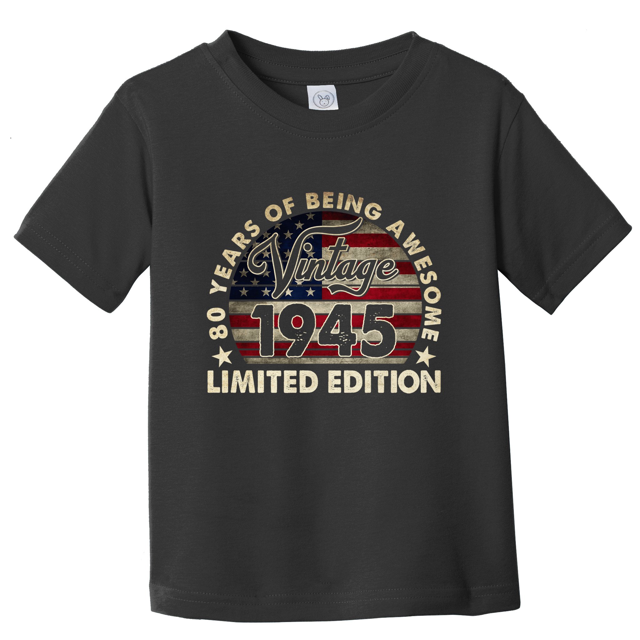 80 Years Old Vintage 1945 80th Birthday American Flag Toddler T-Shirt