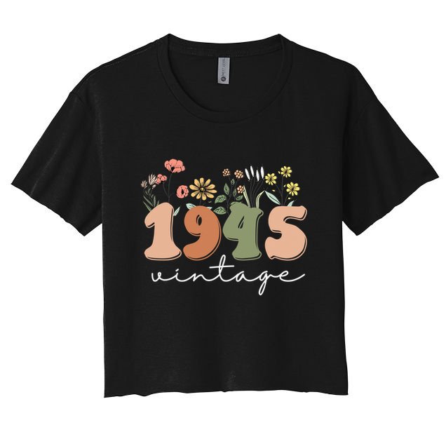 80 Years Old Vintage 1945 80th Birthday Wildflower Crop Top