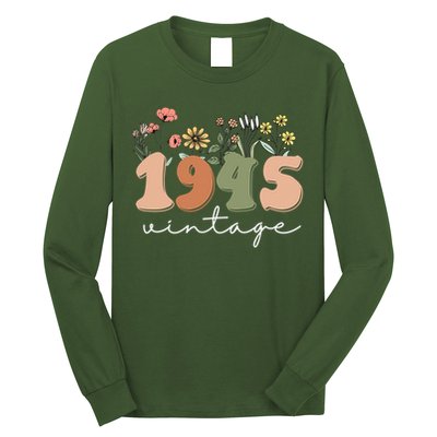 80 Years Old Vintage 1945 80th Birthday Wildflower Long Sleeve Shirt
