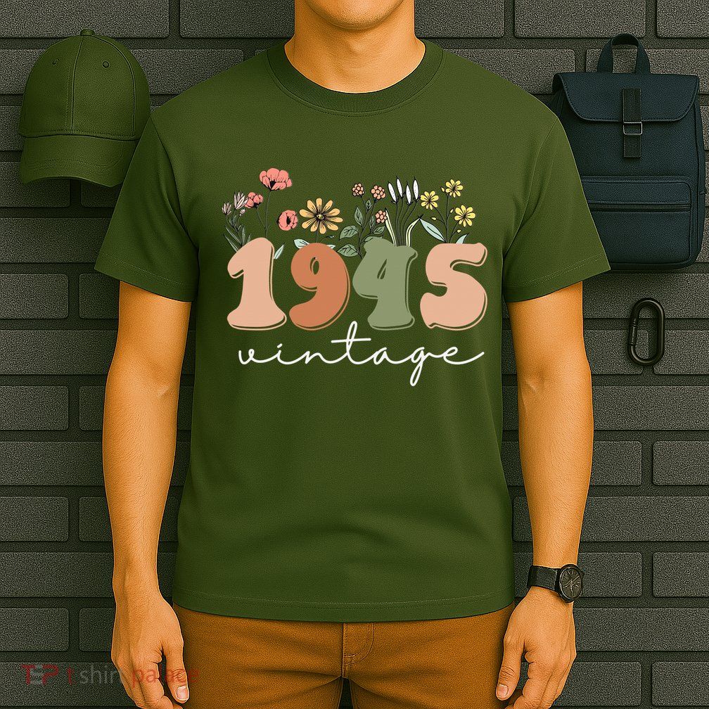 80 Years Old Vintage 1945 80th Birthday Wildflower T-Shirt