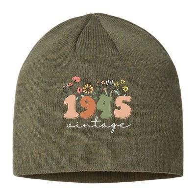 80 Years Old Vintage 1945 80th Birthday Wildflower Sustainable Beanie