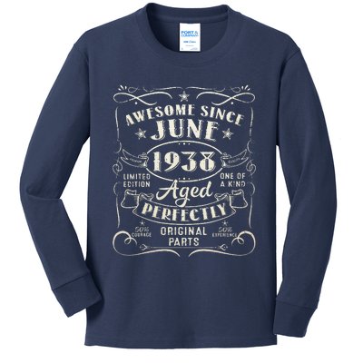 85 Year Old Awesome Since June 1938 85th Birthday Kids Long Sleeve Shirt