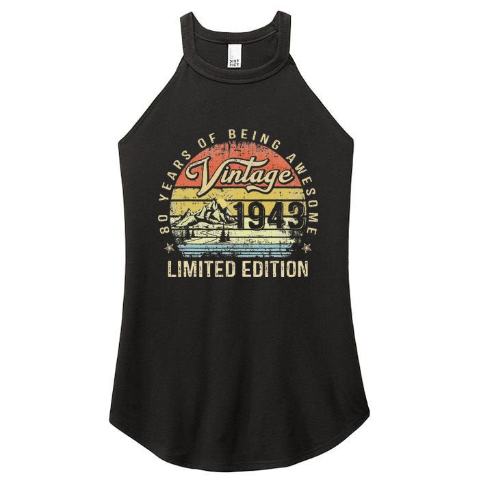 80 Year Old Gifts Vintage 1943 Limited Edition 80th Birthday Cute Women's Perfect Tri Rocker Tank