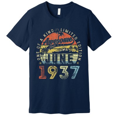 86 Year Old Awesome Since June 1937 86th Birthday Premium T-Shirt