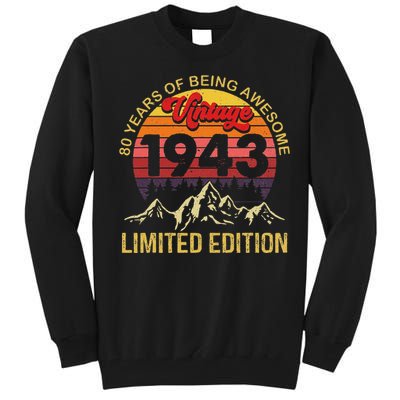 80 Year Old Gifts Vintage 1943 Limited Edition 80th Birthday Love Tall Sweatshirt