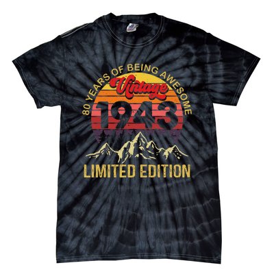 80 Year Old Gifts Vintage 1943 Limited Edition 80th Birthday Love Tie-Dye T-Shirt