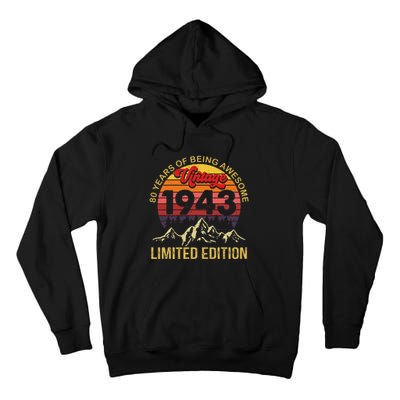 80 Year Old Gifts Vintage 1943 Limited Edition 80th Birthday Love Tall Hoodie