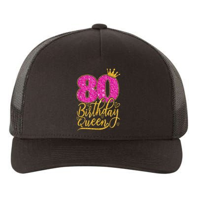 80 Year Old Gifts 80th Birthday Queen Diamond Crown Pink Yupoong Adult 5-Panel Trucker Hat