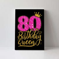 80 Year Old Gifts 80th Birthday Queen Diamond Crown Pink Canvas