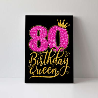 80 Year Old Gifts 80th Birthday Queen Diamond Crown Pink Canvas