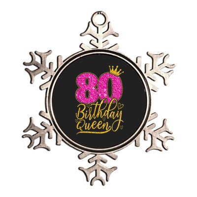 80 Year Old Gifts 80th Birthday Queen Diamond Crown Pink Metallic Star Ornament