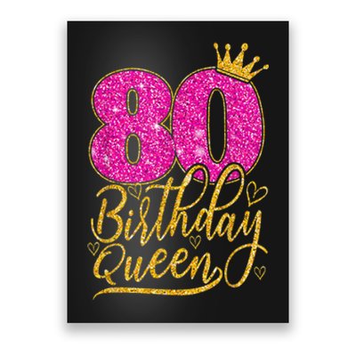 80 Year Old Gifts 80th Birthday Queen Diamond Crown Pink Poster