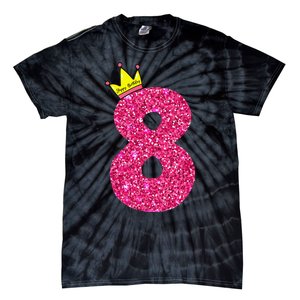 8 Year Old 8th Birthday Pinks Princess Gold Crown Tie-Dye T-Shirt