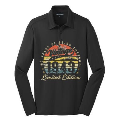 80 Year Old Gifts Vintage 1943 Limited Edition 80th Birthday Silk Touch Performance Long Sleeve Polo