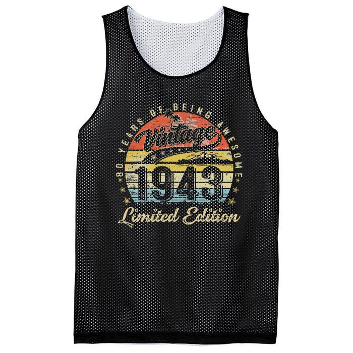 80 Year Old Gifts Vintage 1943 Limited Edition 80th Birthday Mesh Reversible Basketball Jersey Tank