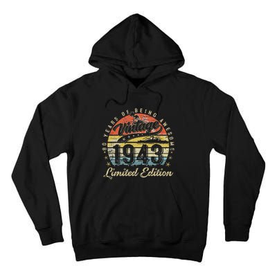 80 Year Old Gifts Vintage 1943 Limited Edition 80th Birthday Tall Hoodie