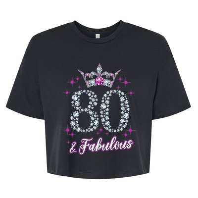 80 Years Old Gifts 80 & Fabulous Since 1943 80th Birthday Bella+Canvas Jersey Crop Tee