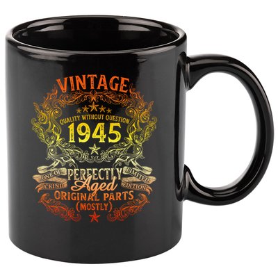80 Years Old Vintage Born In 1945 80th Birthday 11oz C Handle Ceramic Mug
