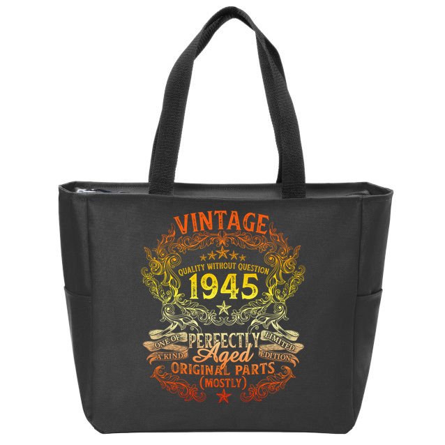 80 Years Old Vintage Born In 1945 80th Birthday Zip Tote Bag