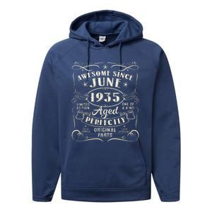 88 Year Old Awesome Since June 1935 88th Birthday Performance Fleece Hoodie