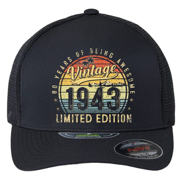 80 Year Old Vintage 1943 Limited Edition 80th Birthday Gifts Flexfit Unipanel Trucker Cap