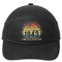 80 Year Old Vintage 1943 Limited Edition 80th Birthday Gifts 7-Panel Snapback Hat