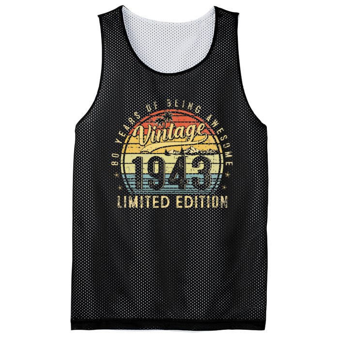 80 Year Old Vintage 1943 Limited Edition 80th Birthday Gifts Mesh Reversible Basketball Jersey Tank