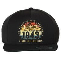 80 Year Old Vintage 1943 Limited Edition 80th Birthday Gifts Wool Snapback Cap