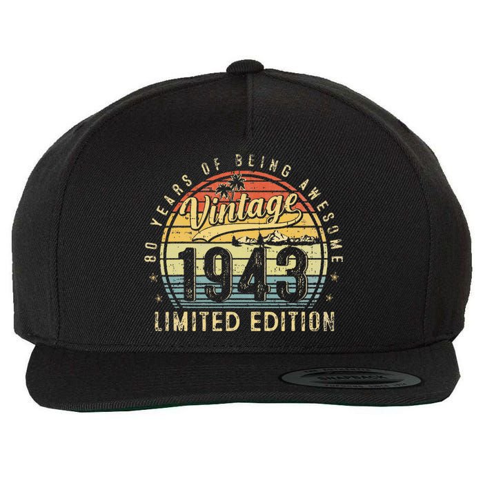 80 Year Old Vintage 1943 Limited Edition 80th Birthday Gifts Wool Snapback Cap