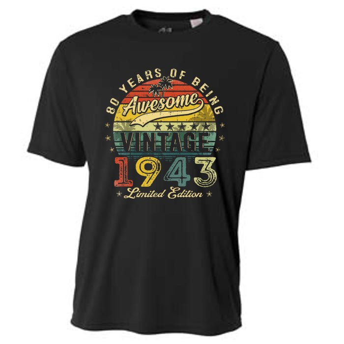 80 Year Old Vintage 1943 Limited Edition 80th Birthday Cooling Performance Crew T-Shirt