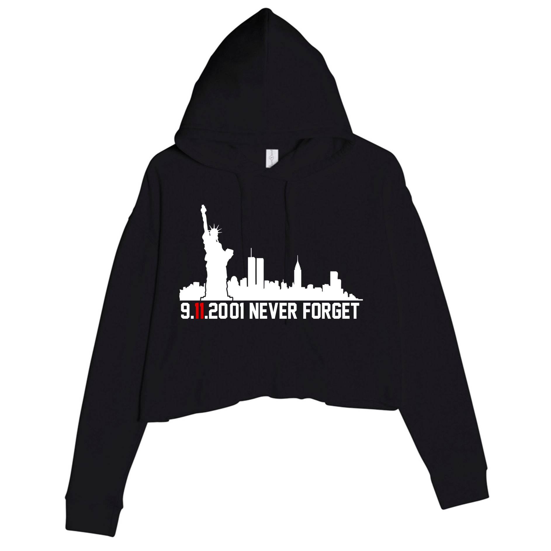 9-11-2001 Never Forget September 11th Crop Fleece Hoodie