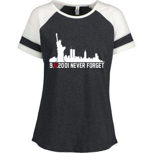 9-11-2001 Never Forget September 11th Enza Ladies Jersey Colorblock Tee