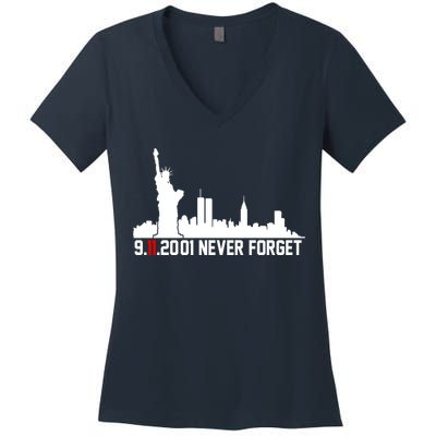 9-11-2001 Never Forget September 11th Women's V-Neck T-Shirt