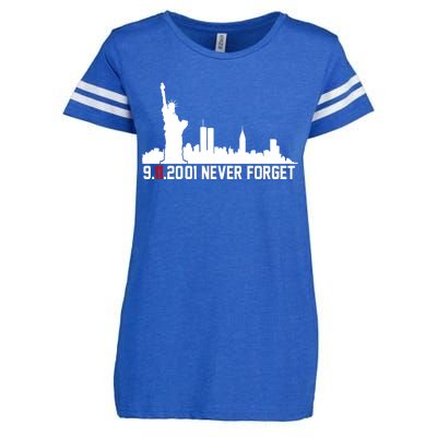 9-11-2001 Never Forget September 11th Enza Ladies Jersey Football T-Shirt