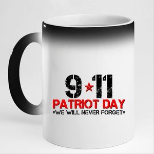 9-11 Patriot Day We Will Never Forget 11oz Black Color Changing Mug