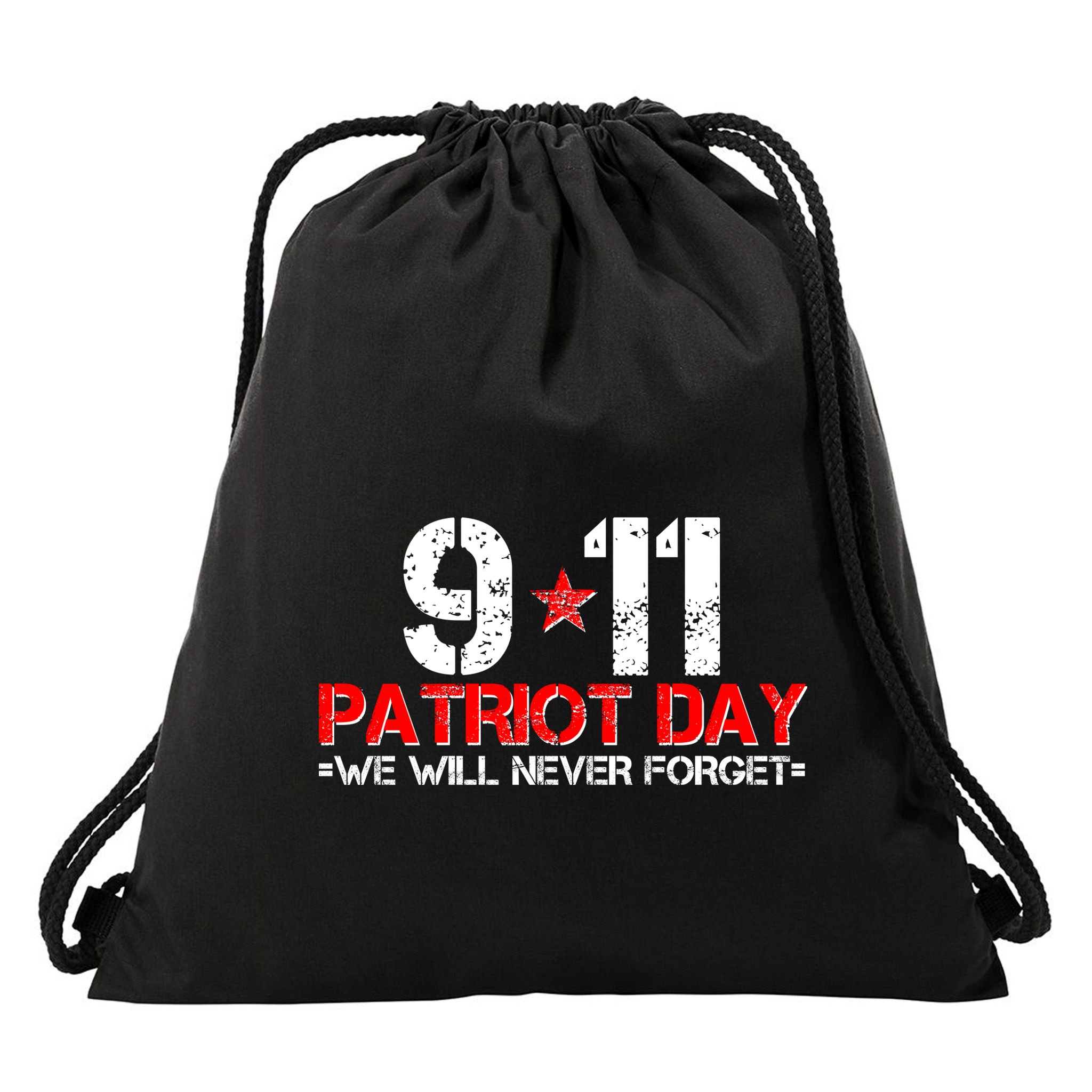 9-11 Patriot Day We Will Never Forget Drawstring Bag